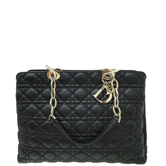 Christian Dior Black Lady Dior Soft Tote Large Bag