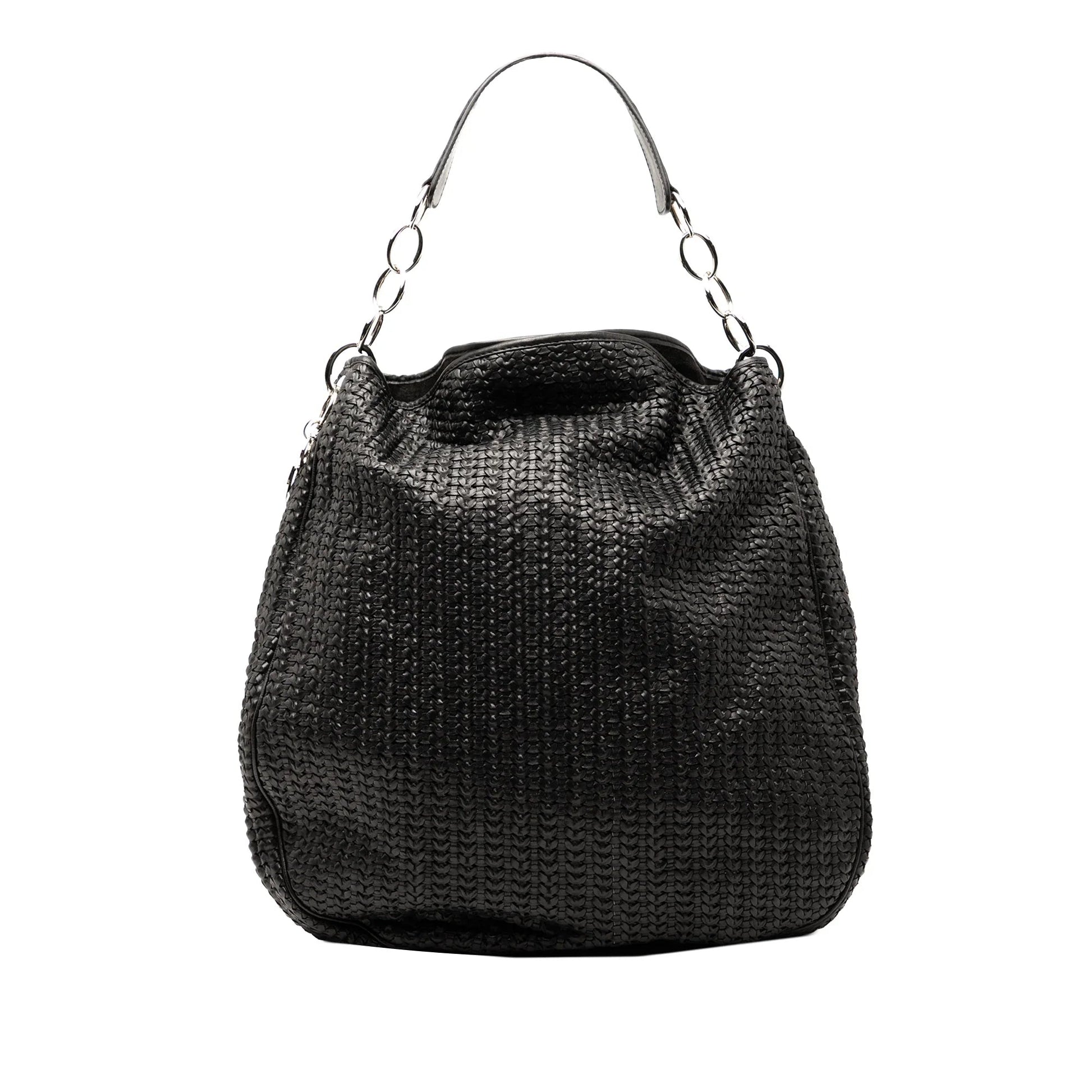 Black Dior Woven Lambskin Soft Lady Dior Hobo
