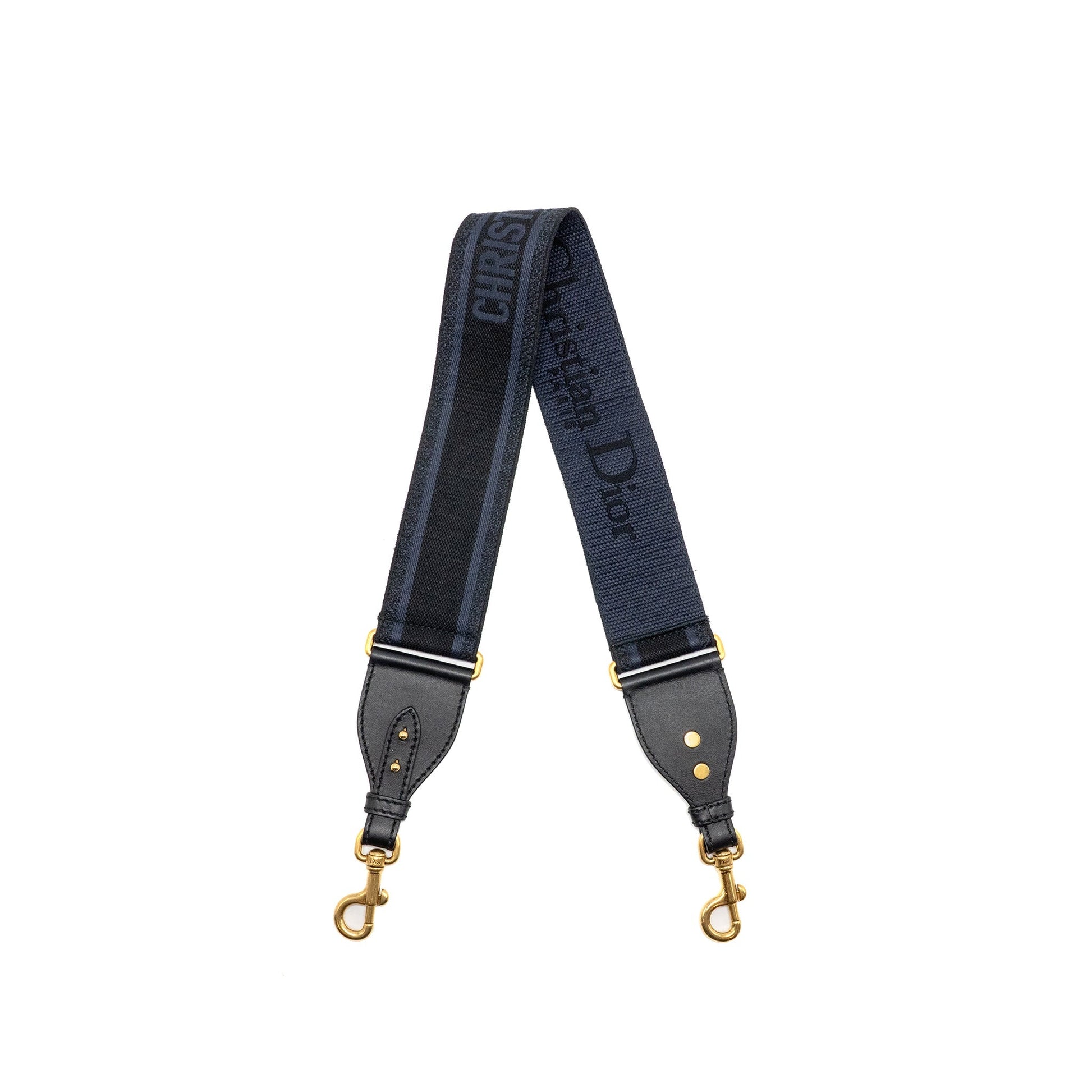 Dior Shoulder strap fabric / leather dark blue / black