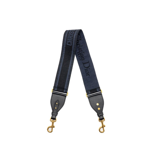 Dior Shoulder strap fabric / leather dark blue / black