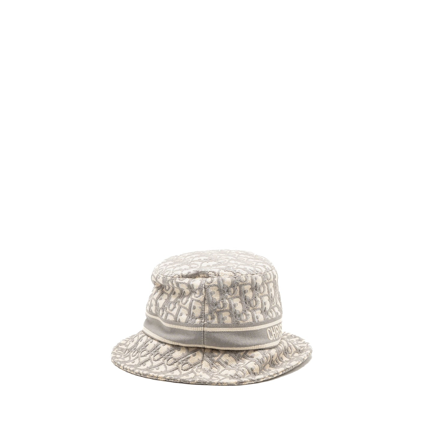 Dior Size 58 Oblique Small Brim Bucket Hat Cotton White/Gray