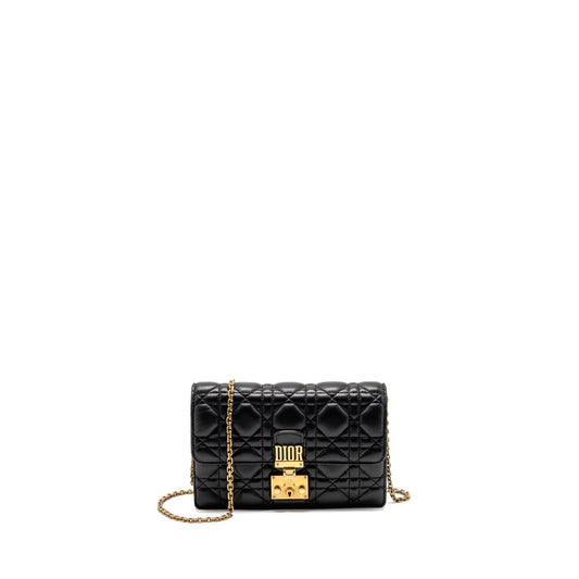 Dior Dioraddict Wallet on Chain Cannage Leather Black