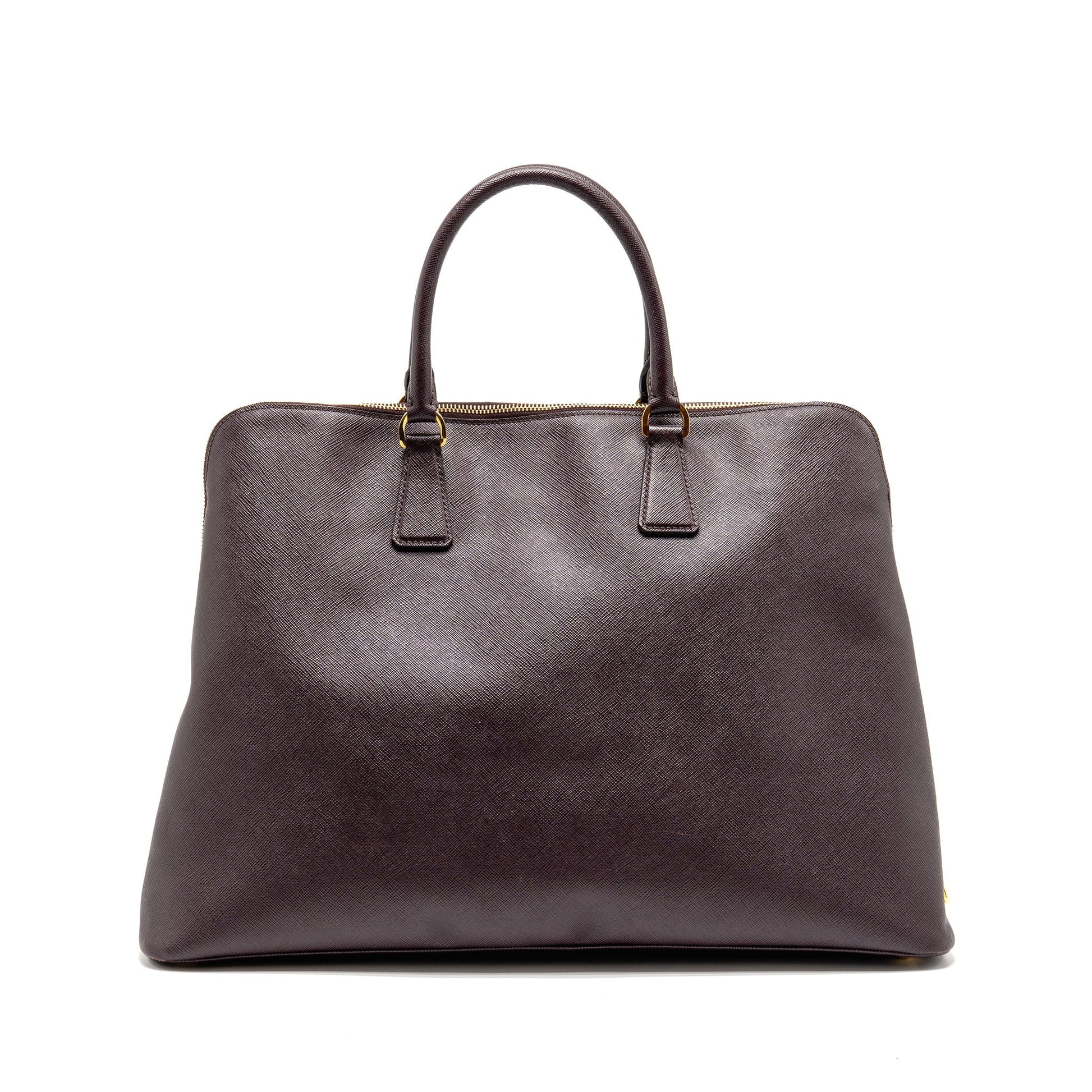 Prada Saffiano Vernice Promenade Large Dome Tote Bag Leather Mogano GHW