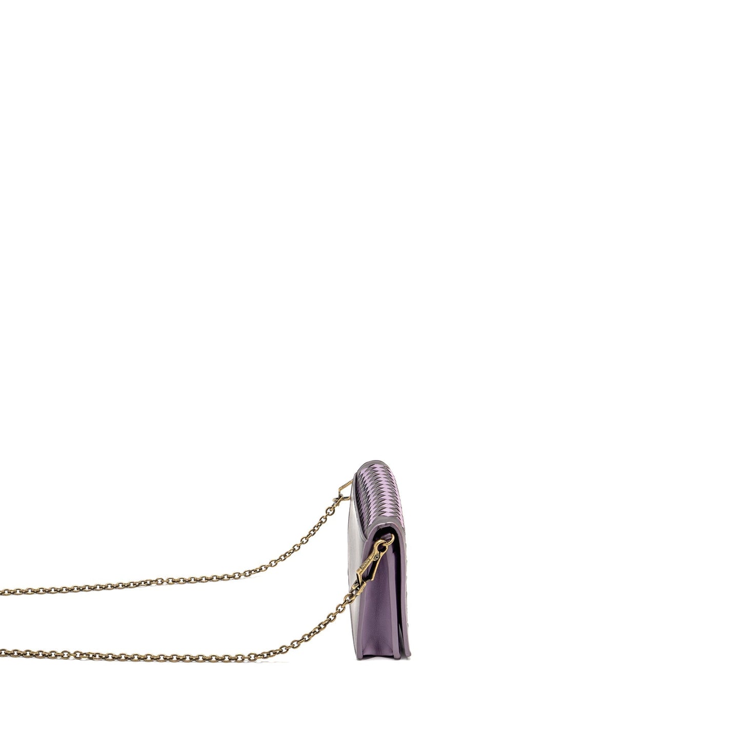 Bottega Veneta Intrecciato Wallet On Chain Leather Purple/Grey