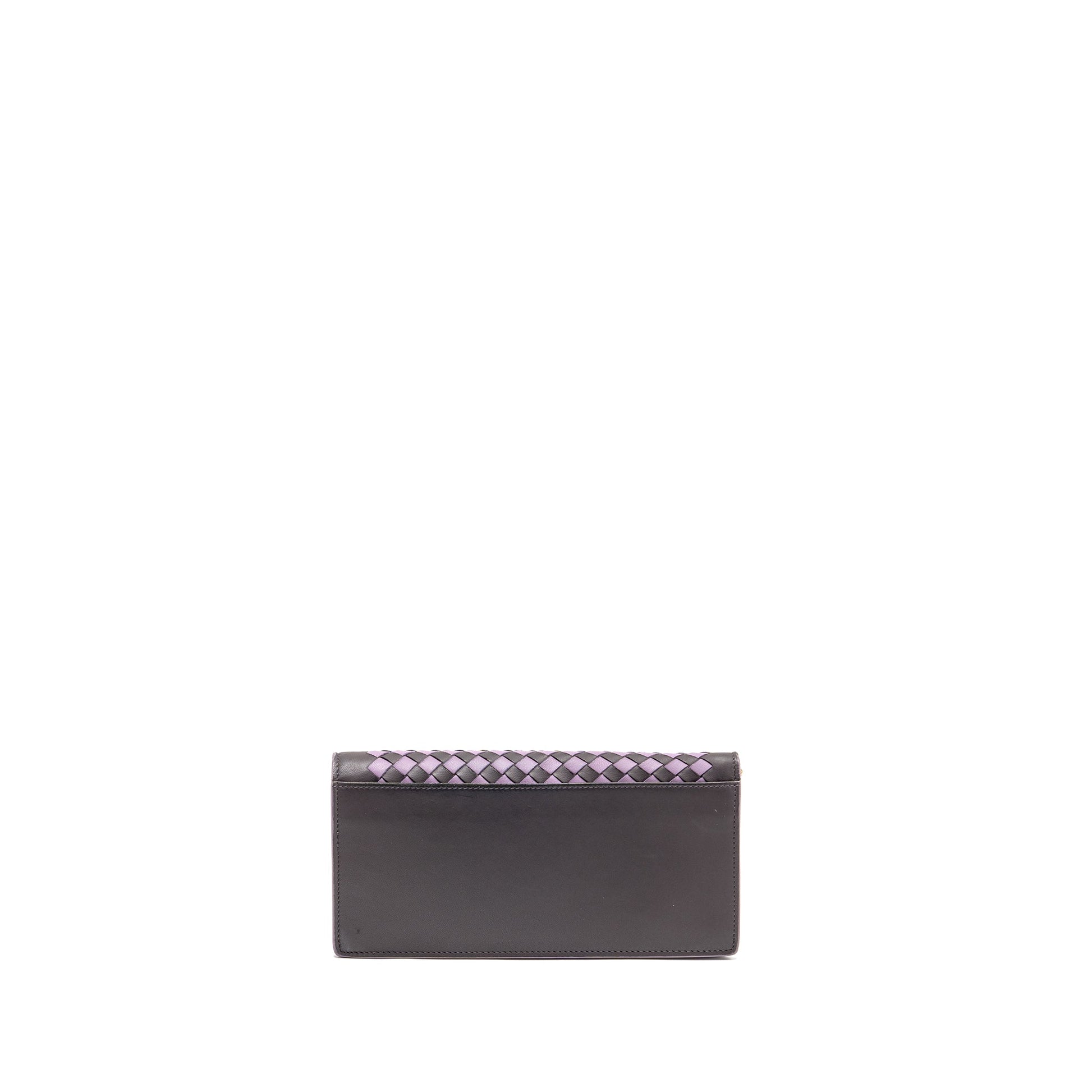Bottega Veneta Intrecciato Wallet On Chain Leather Purple/Grey