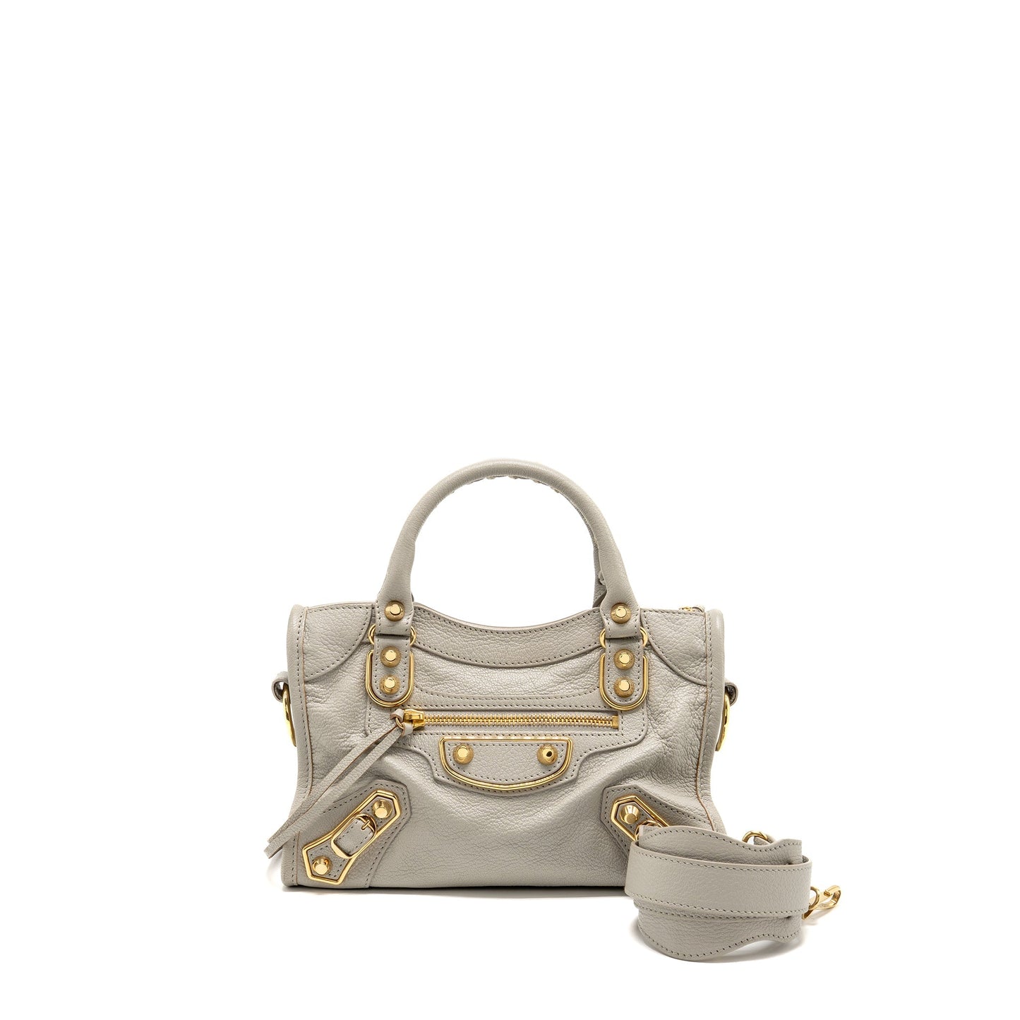 Balenciaga Mini City Purse Calfskin Light Grey