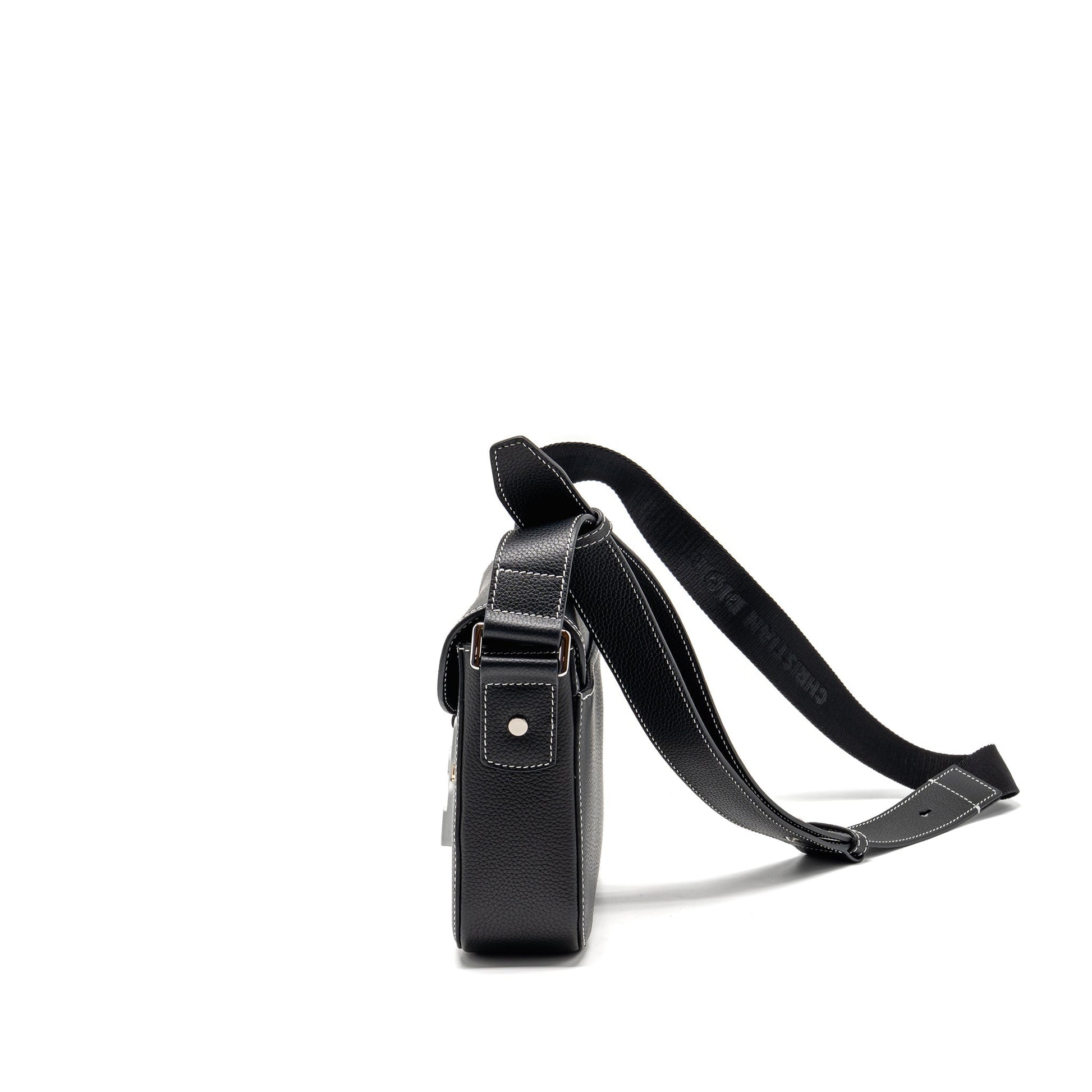 Dior Medium Saddle Flap Messenger Purse Grained Calfskin Black