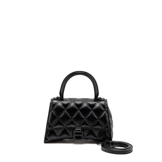 Balenciaga Small Hourglass Purse Quilted Calfskin So Black