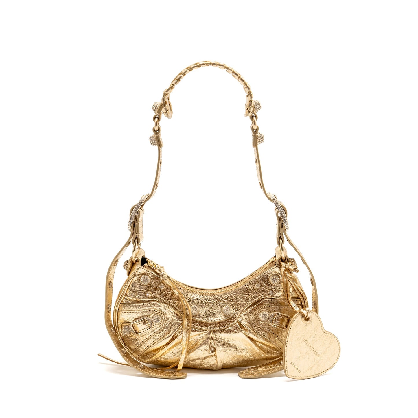 Balenciaga Le Cagole xs Mini Purse Arena Cracked Lambskin Gold