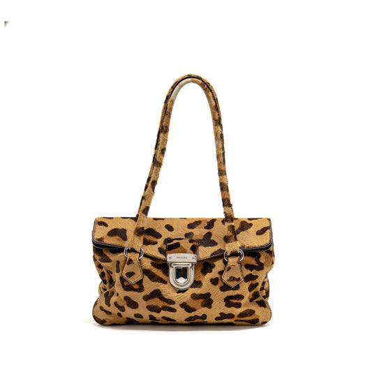 Prada Leopard Print Mini Purse Ponyhair Multicoloured