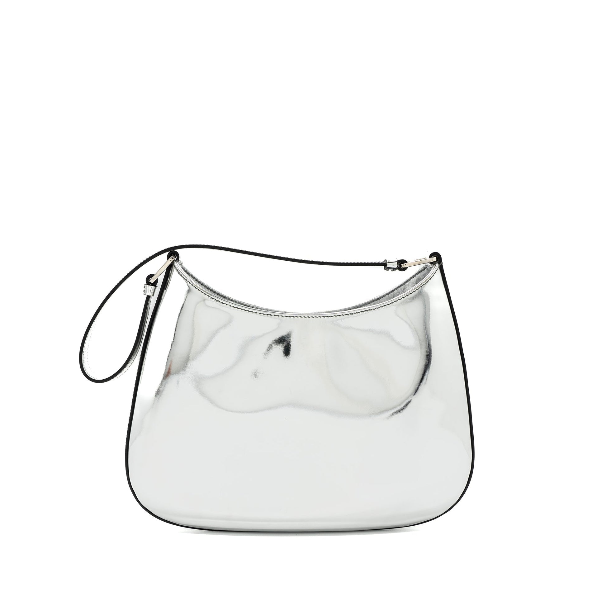 Prada Borsa A Spalla Cleo Pelle Spazzolato Leather Argento SHW