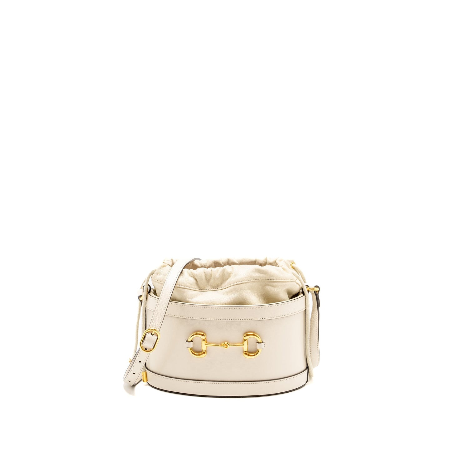 Gucci 1955 Horsebit Bucket Tote Bag Calfskin White