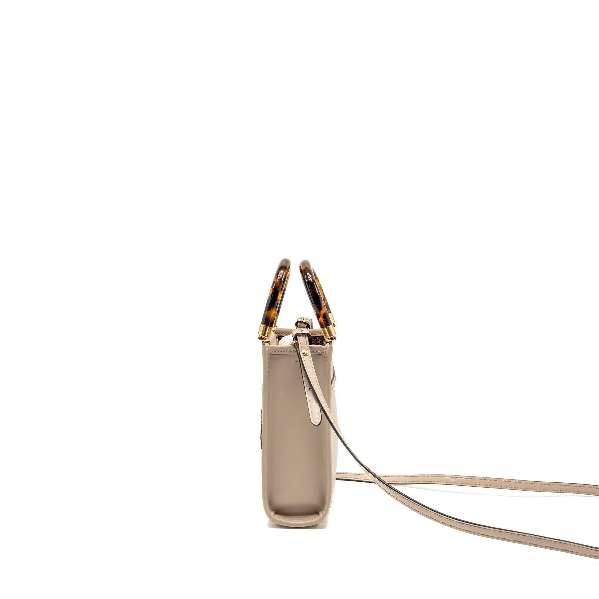 Fendi Mini Sunshine Shopper/Tote Purse Leather Light Grey