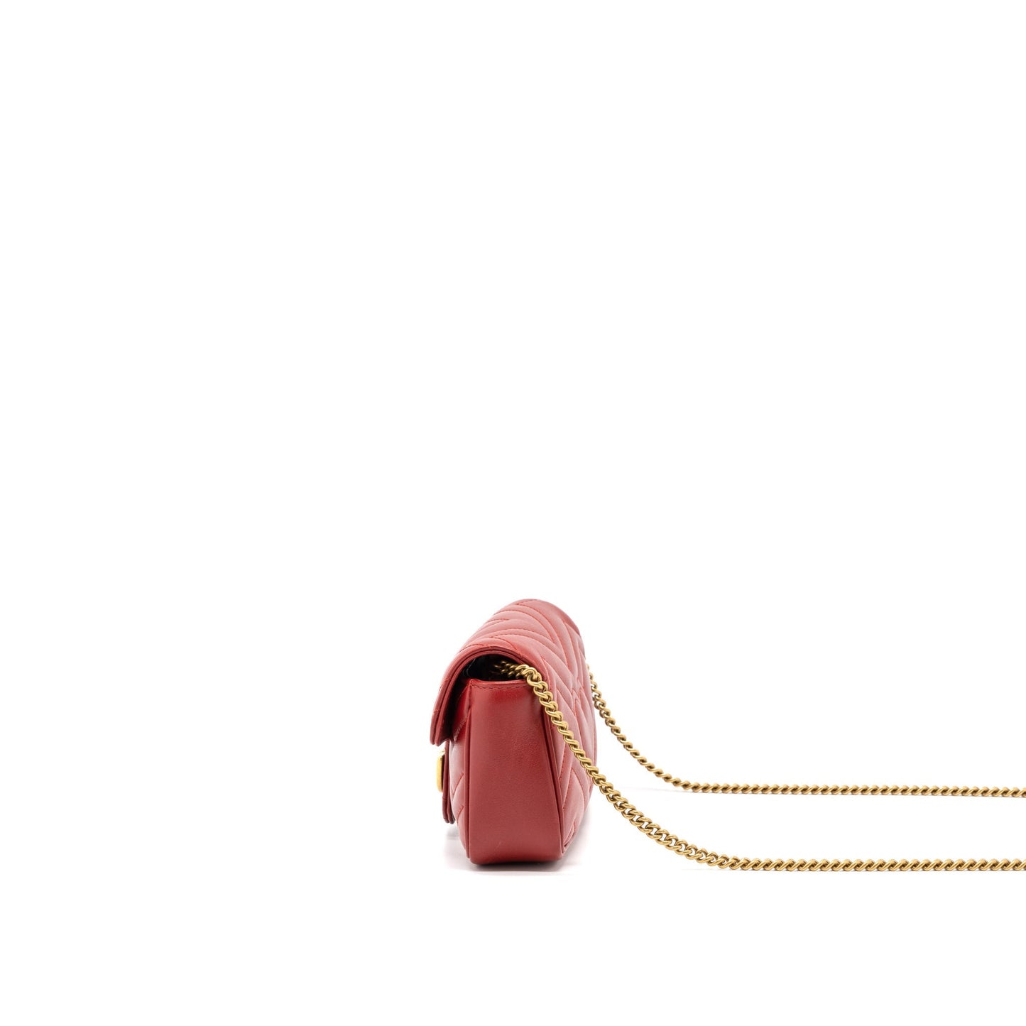 Gucci GG Marmont Super Mini Bag Matelass? Calfskin Red Brushed