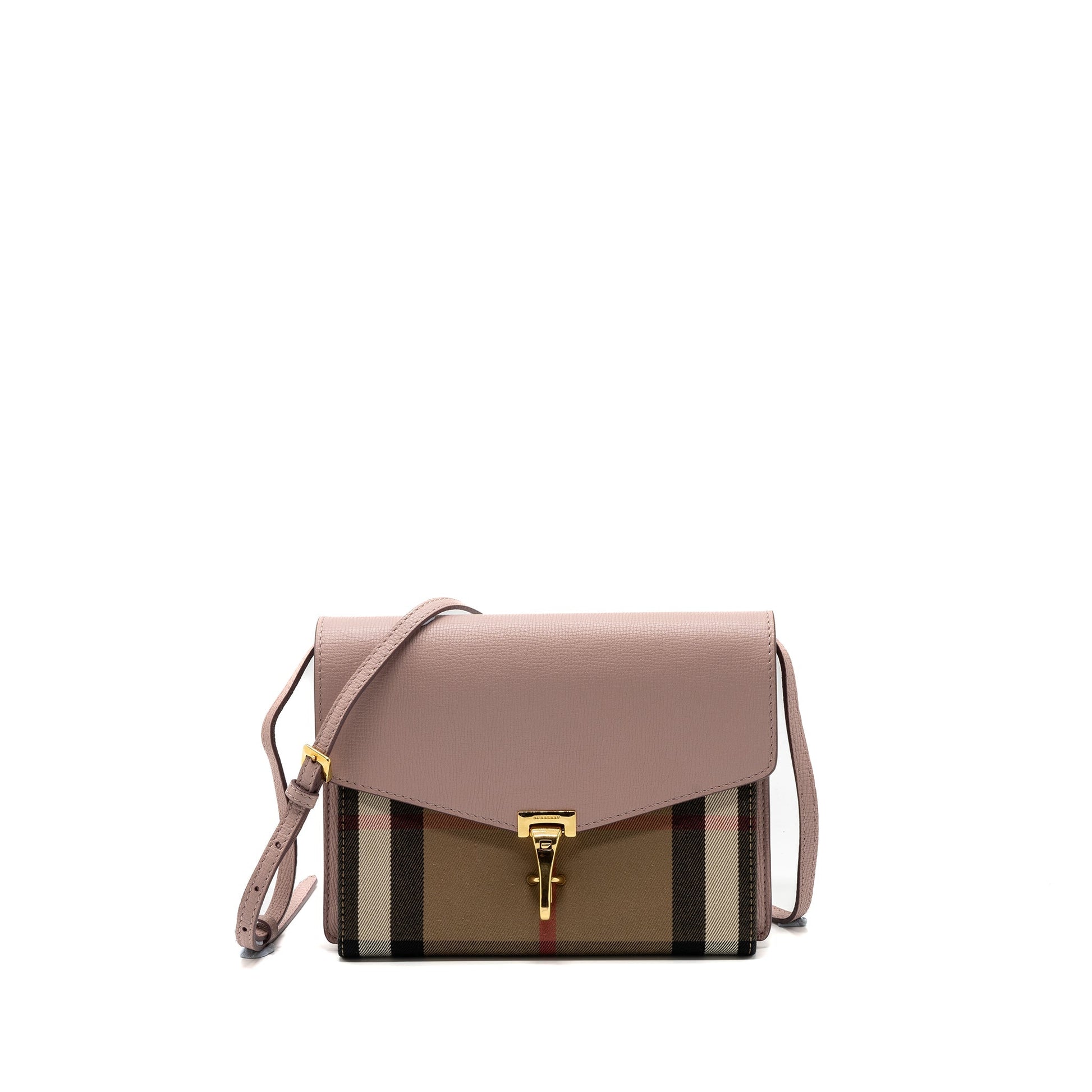 Burberry ho check crossbody bag canvas / calfskin leather multicolor light pink GHW