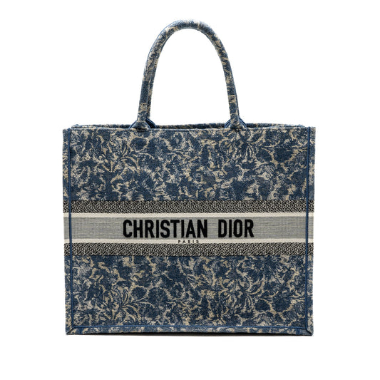 Dior large book tote limited print canvas blue/ grey/ multicolour