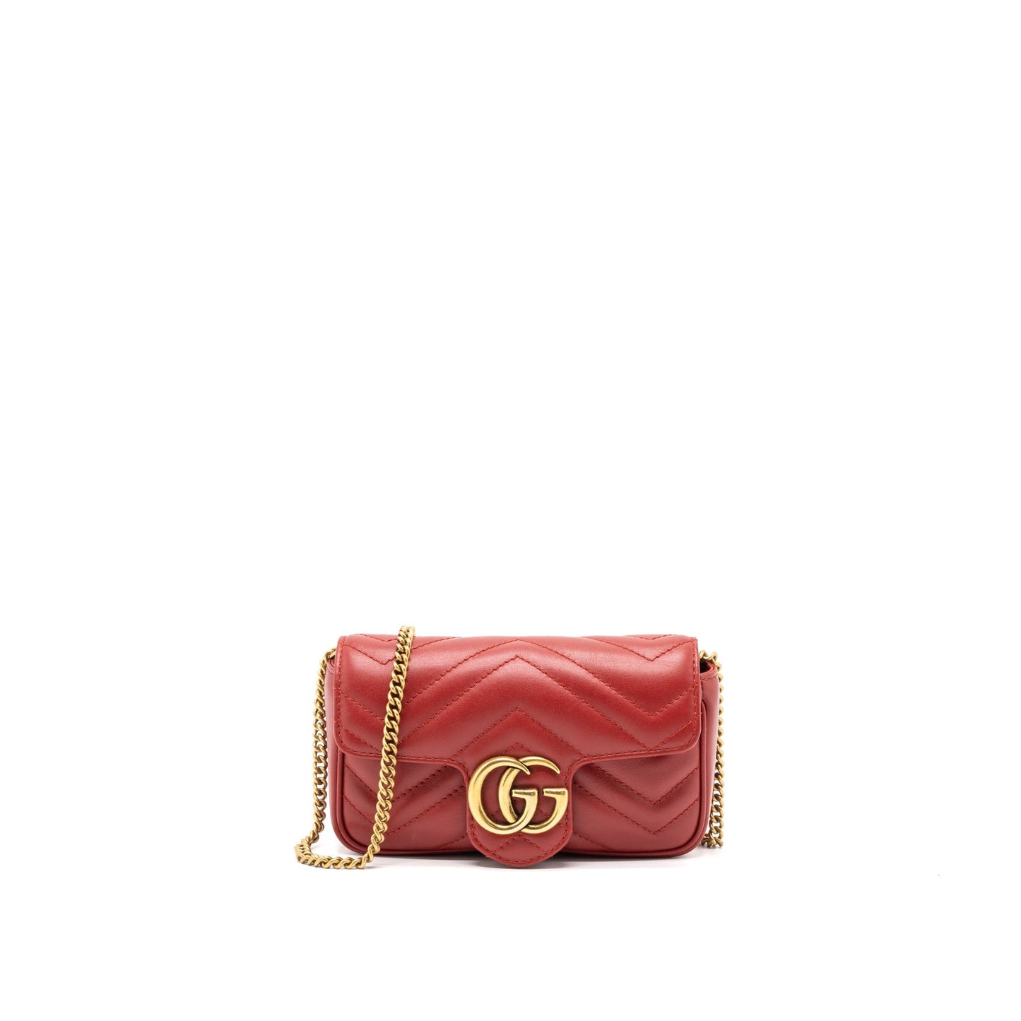 Gucci GG Marmont Super Mini Bag Matelass? Calfskin Red Brushed