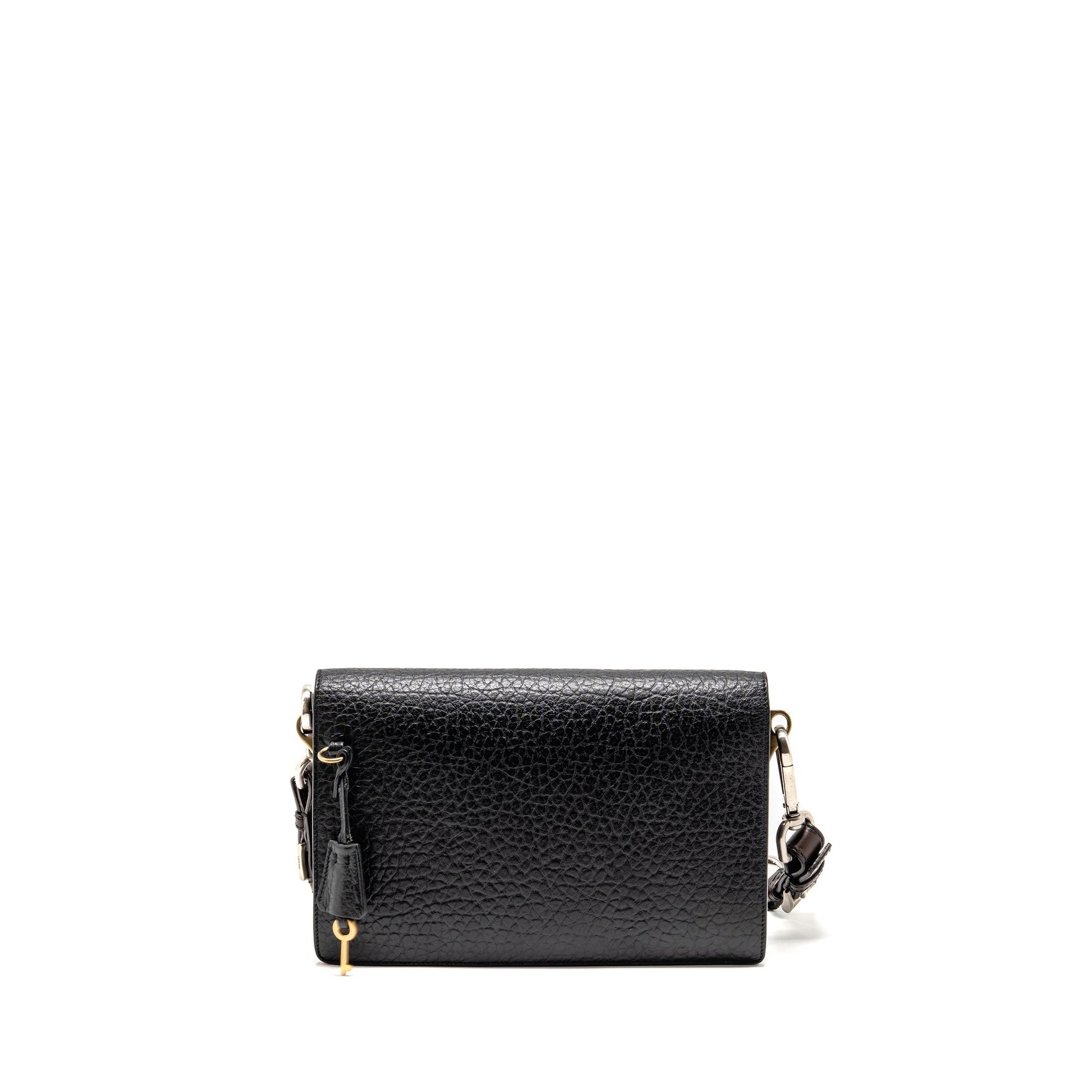 Prada Berlino Sound Purse Tweed/Calfskin Black/Brown/Green Multicolour Hardware