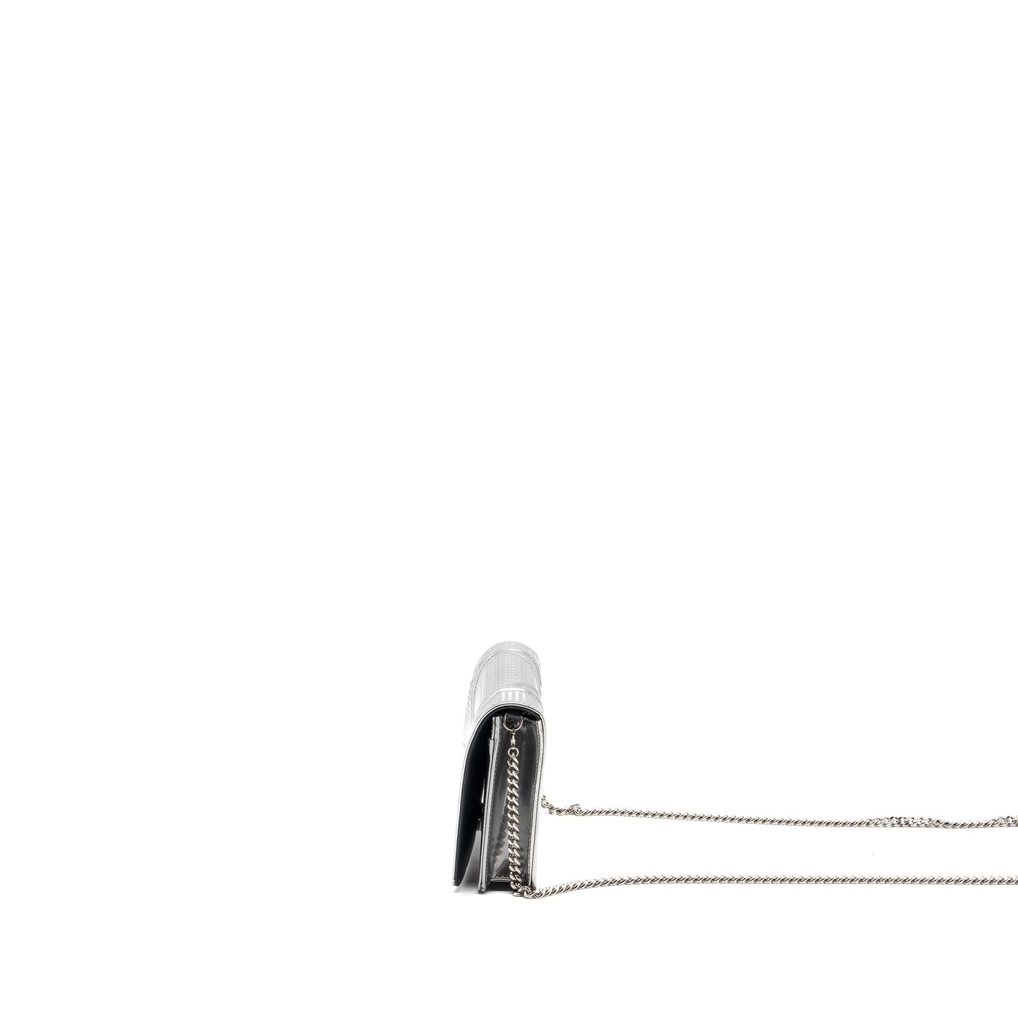 Dior Diorama Wallet On Chain Patent Metallic Silver