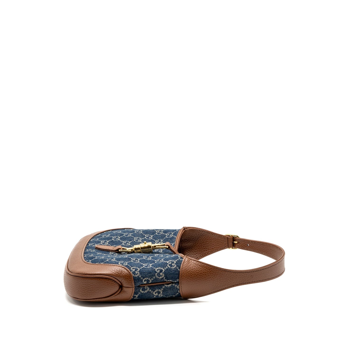 Gucci Jackie 1961 small shoulder bag denim / calfskin blue/ brown