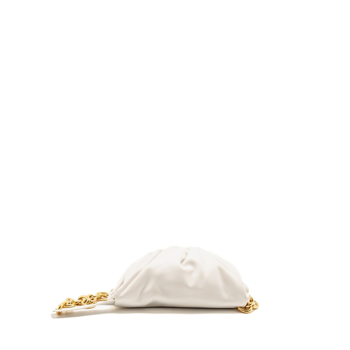 Bottega Veneta The Belt Chain Pouch Purse Calfskin White