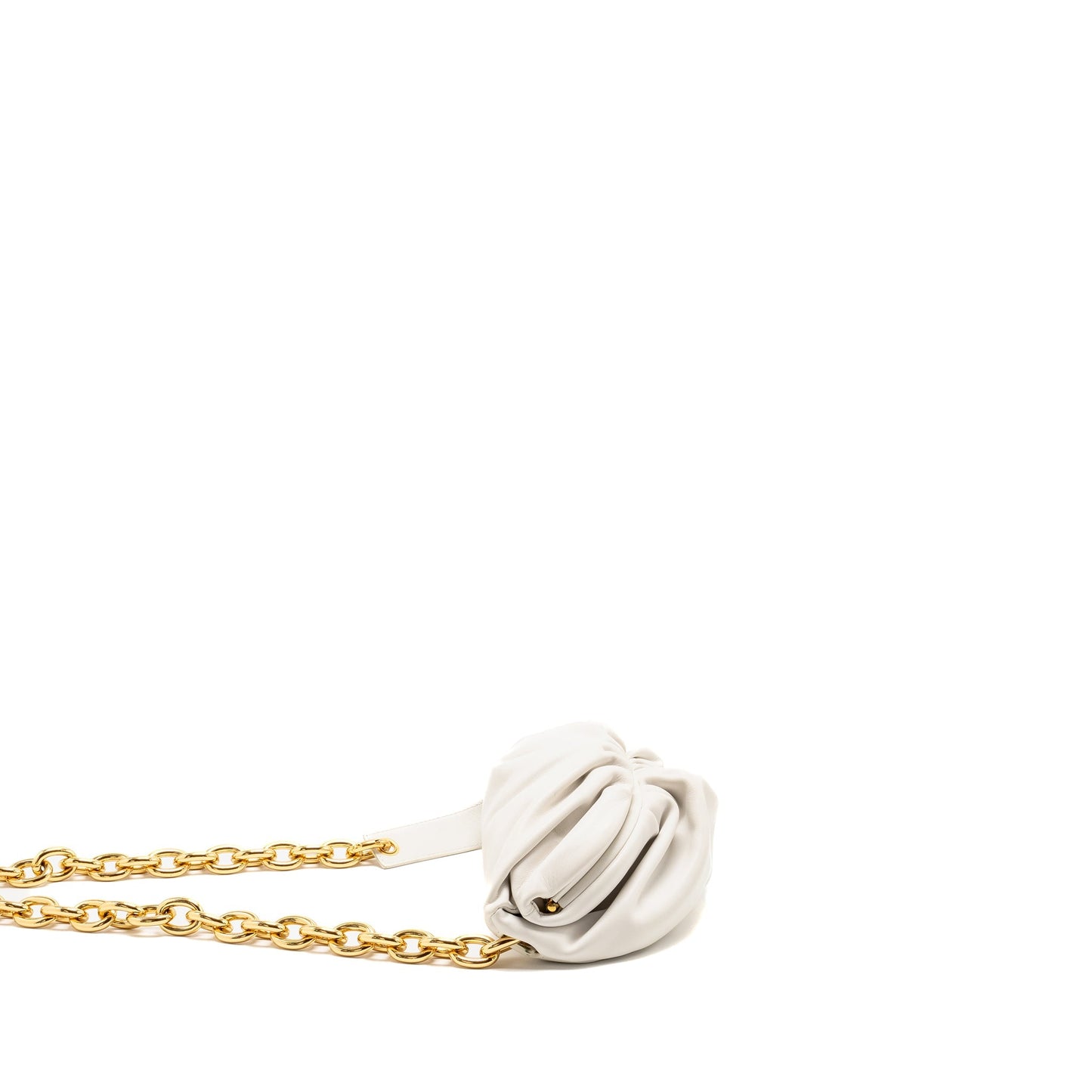 Bottega Veneta The Belt Chain Pouch Purse Calfskin White