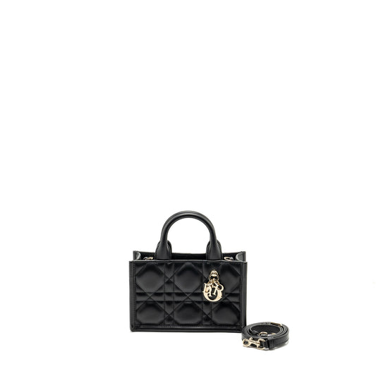 Dior Dioramour Mini Dior Book Tote Macrocannage Calfksin Black