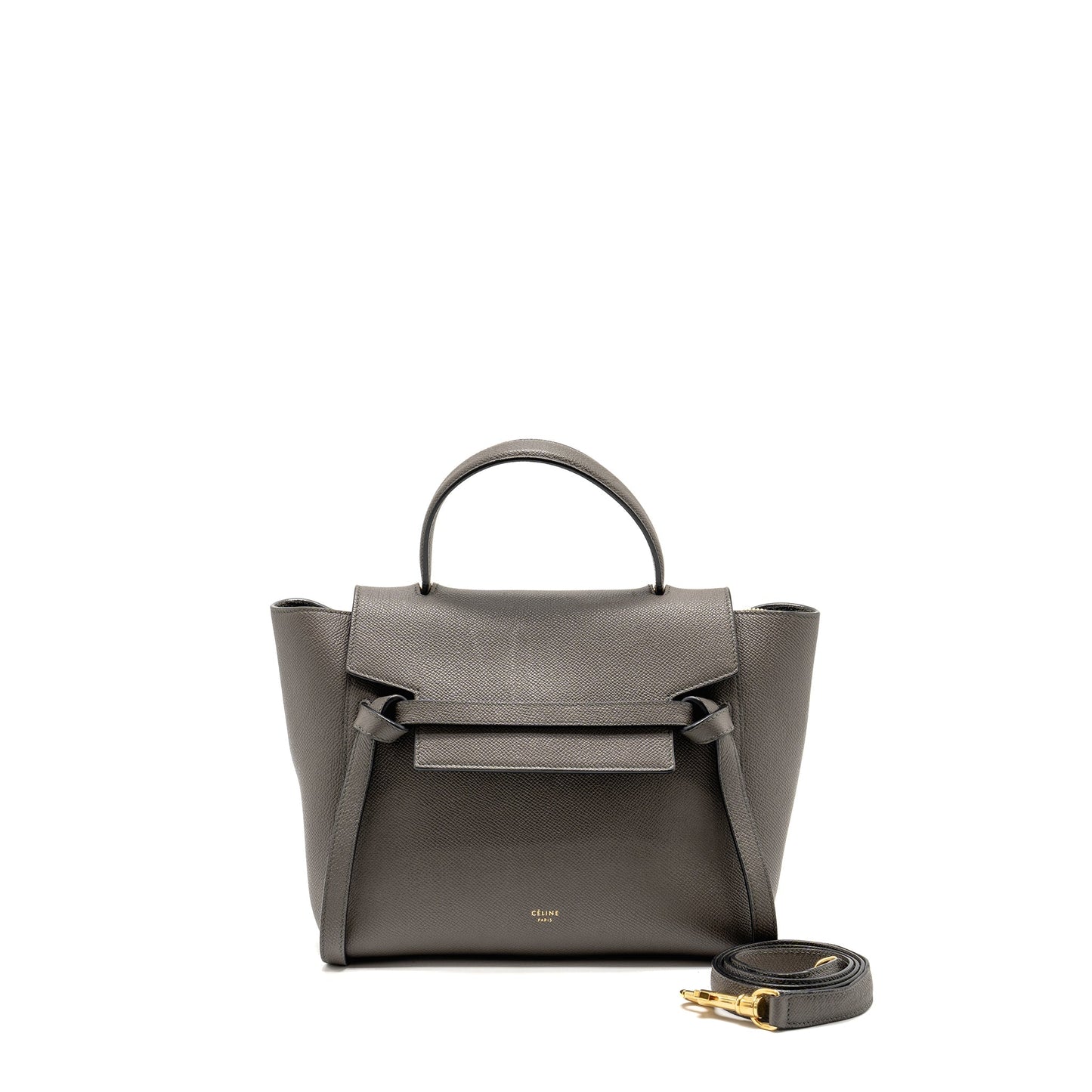 Luxury CELINE Micro Belt Bag Grained Calfskin Grey GHW