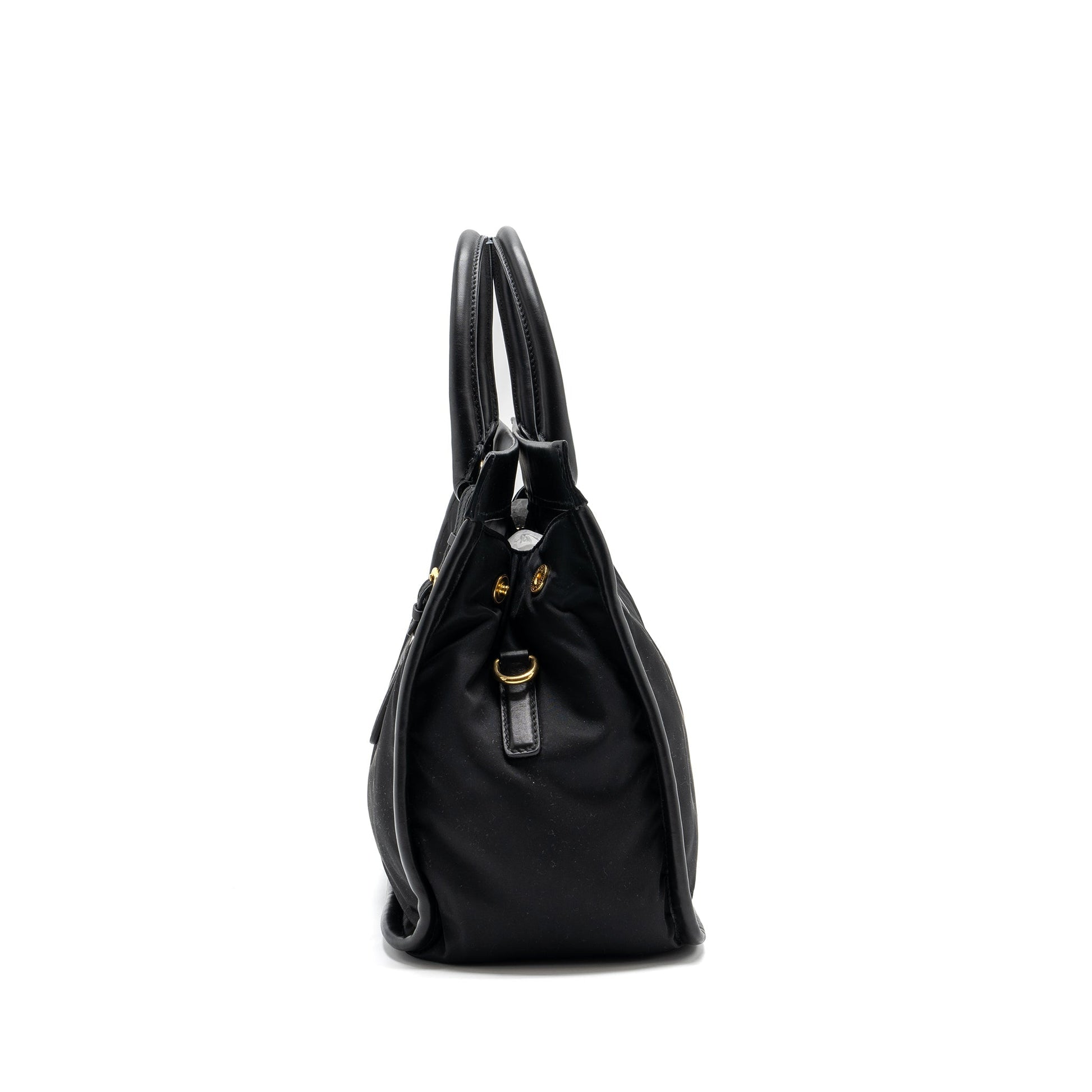 Prada tote bag nylon / leather black GHW