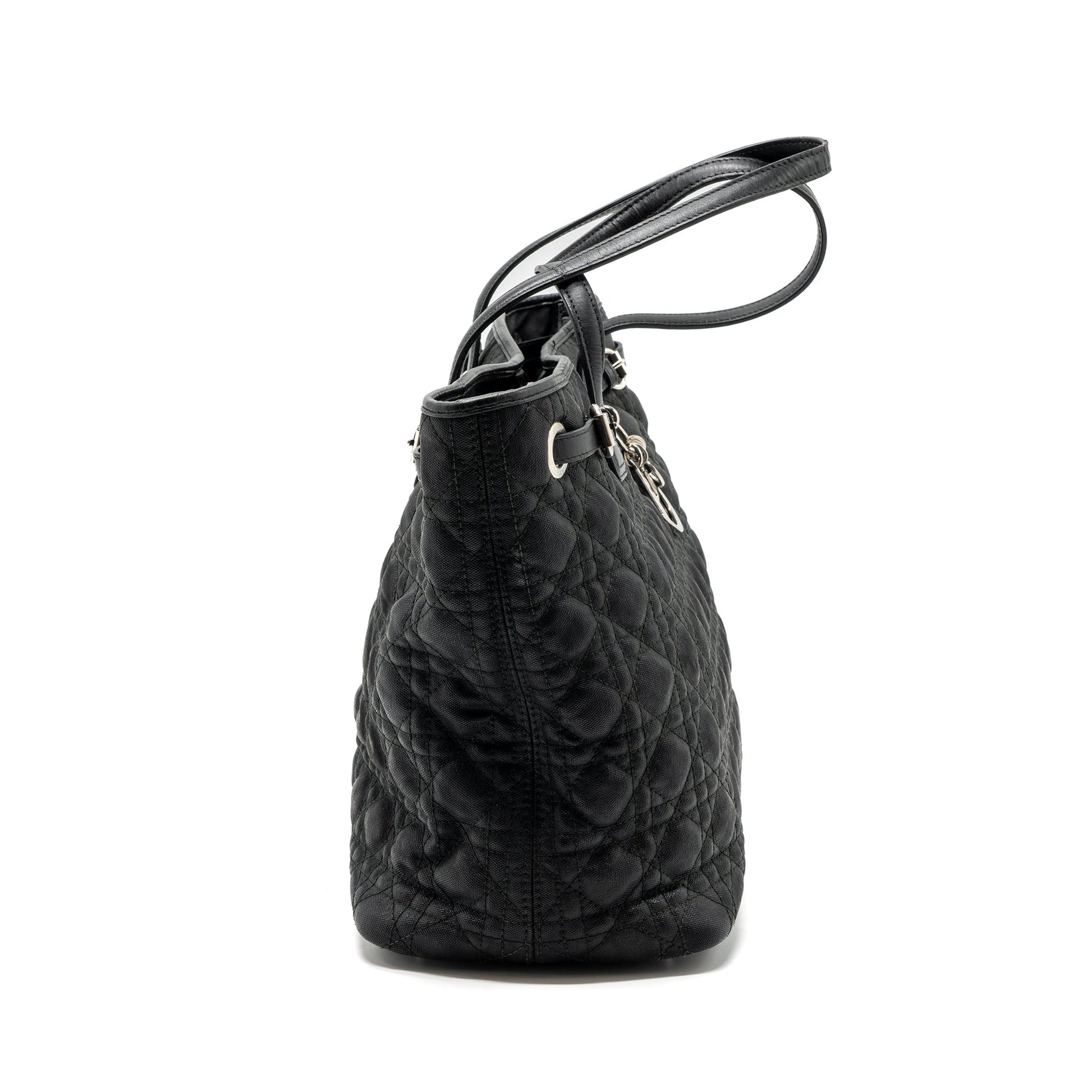 Dior Shopping Tote Purse Fabric/Leather Black