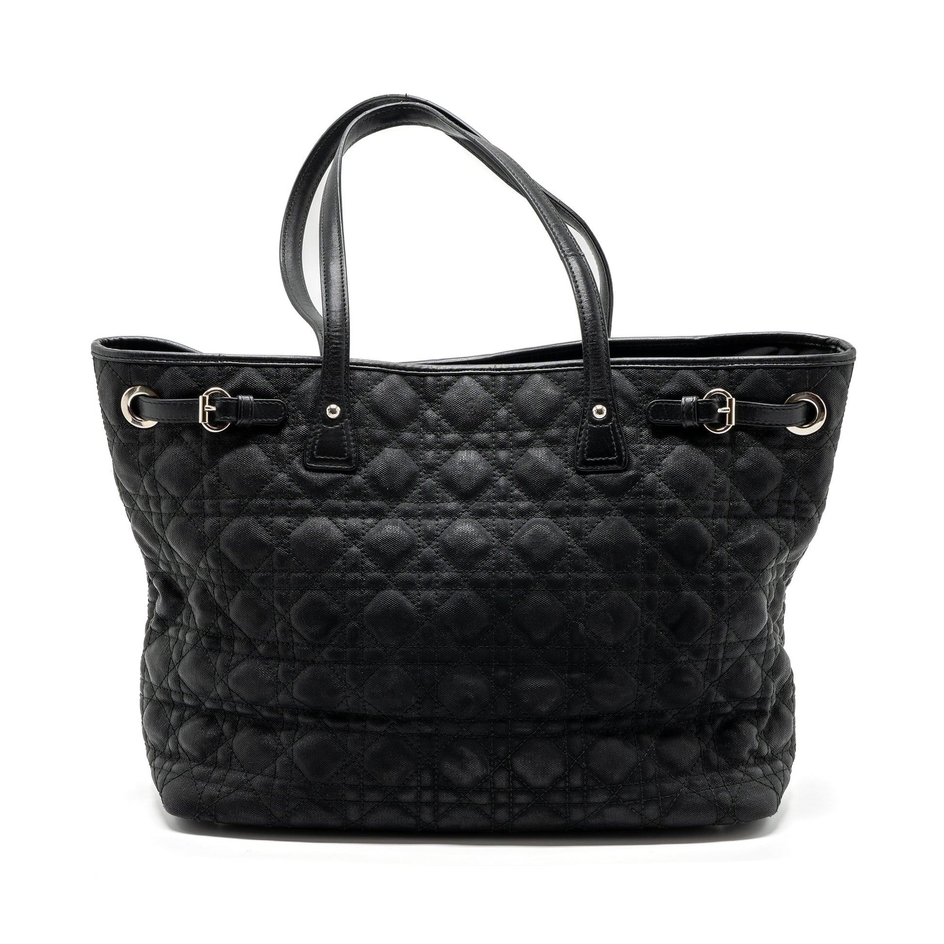 Dior Shopping Tote Purse Fabric/Leather Black
