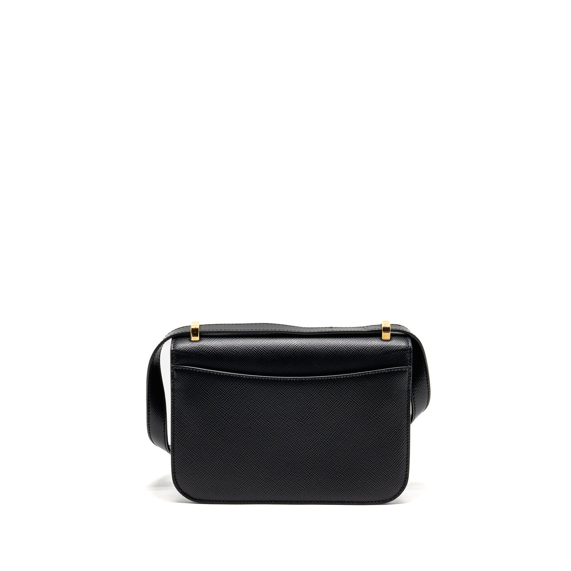 Prada Saffiano Leather Flap Mini Purse Calfskin Black