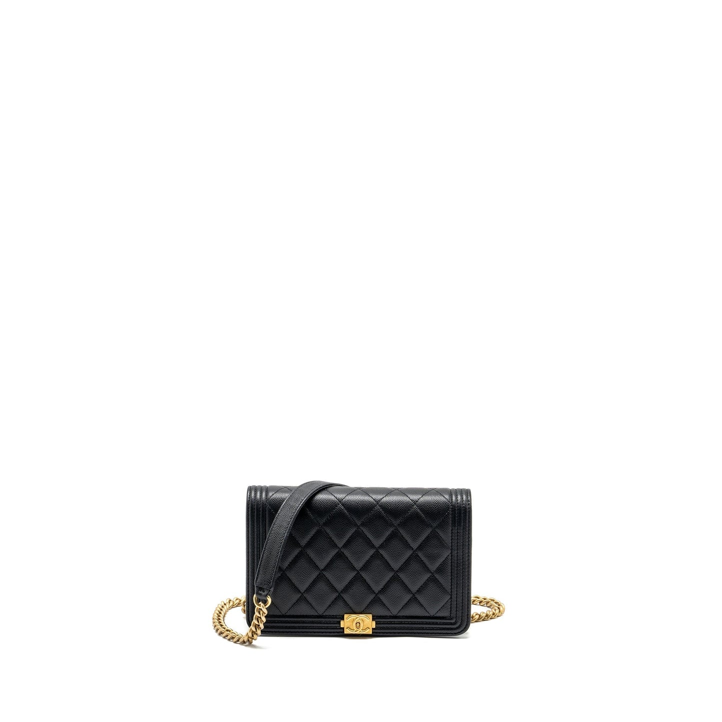 Chanel Boy Wallet On Chain caviar black GHW microchip