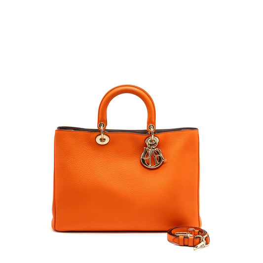 Dior large diorissimo tote Purse calfskin multicolor orange / brown
