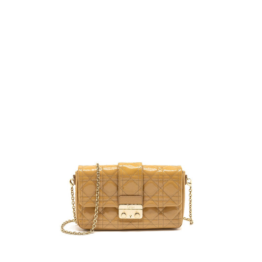 Dior Miss Dior Wallet On Chain Cannage Patent Beige