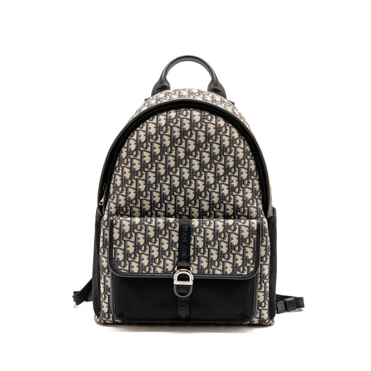 Dior menâs backpack dior oblique canvas / calfskin blue / black