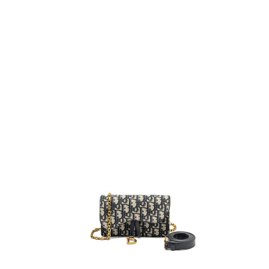 Dior saddle belt pouch oblique Jacquard canvas blue