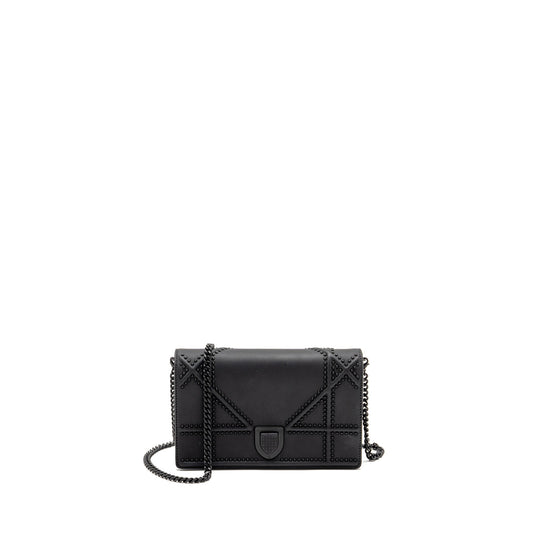 Dior Studded Diorama Wallet on Chain Leather So Black