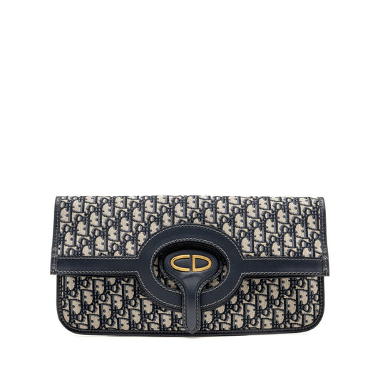 Dior Folder Clutch Oblique Canvas/Calfskin Blue