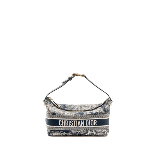 Dior Medium DiorTravel Nomad Pouch Toile de Jouy Reverse Technical Fabric Blue