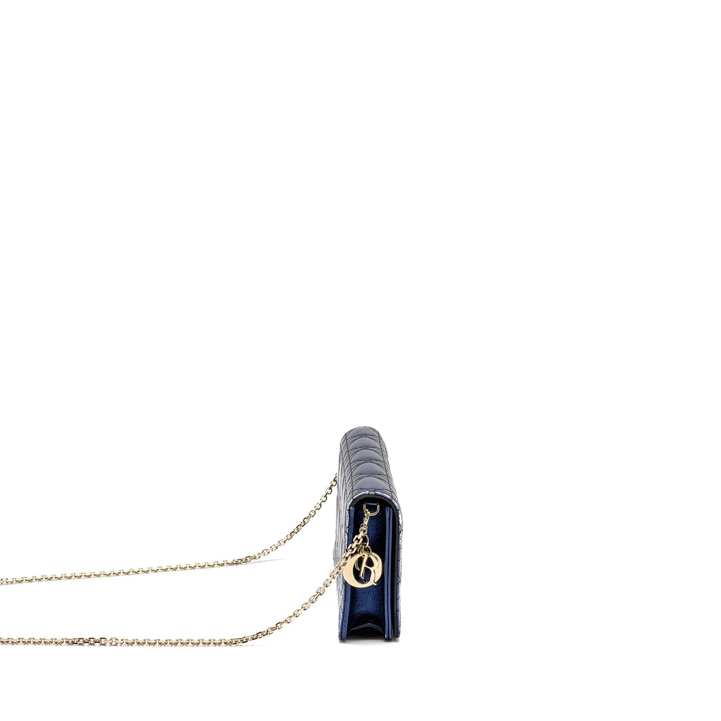 Dior Lady Dior Pouch Cannage Wallet On Chain Lambskin Blue