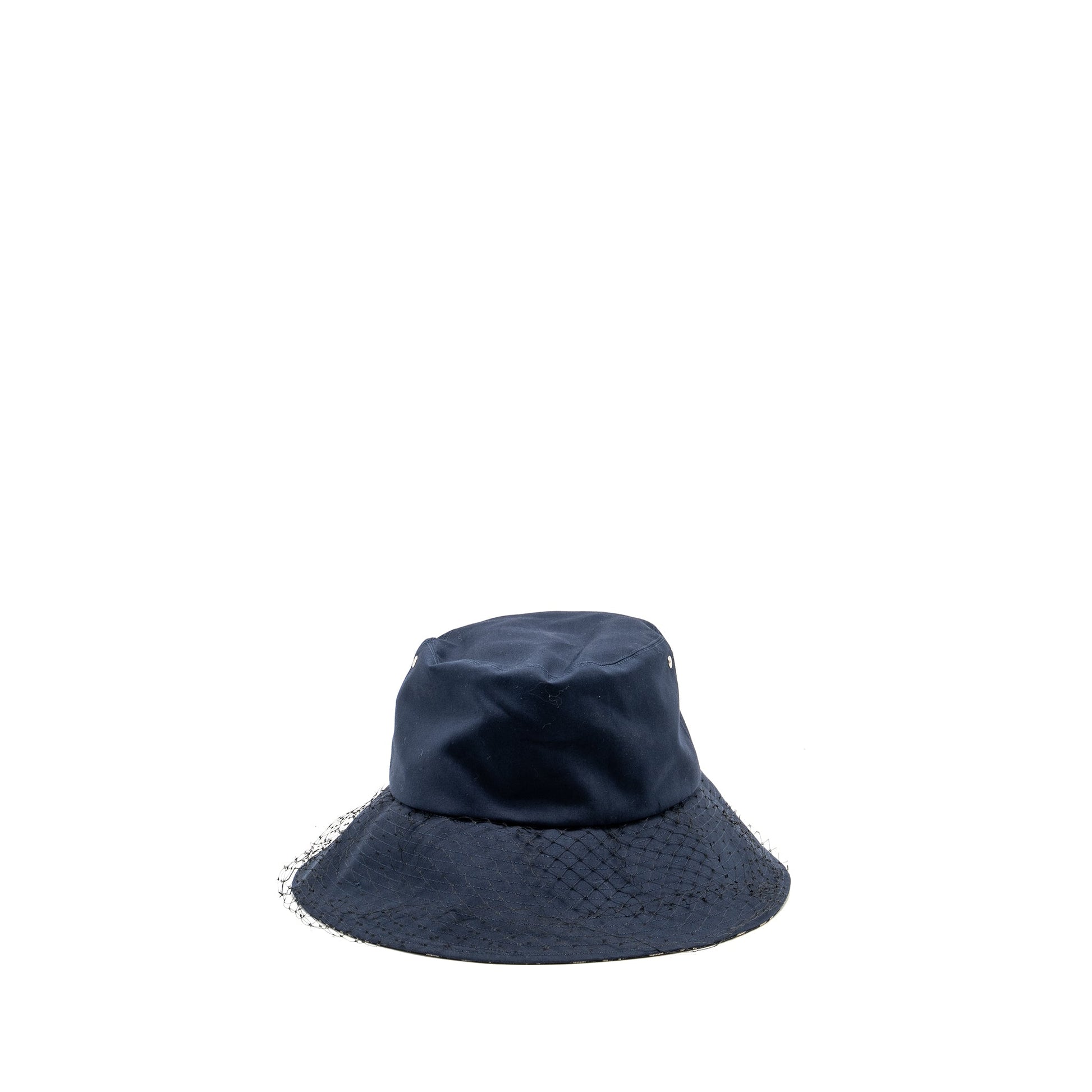 Dior Size 57 Teddy-D Brim Bucket Hat with Veil Blue