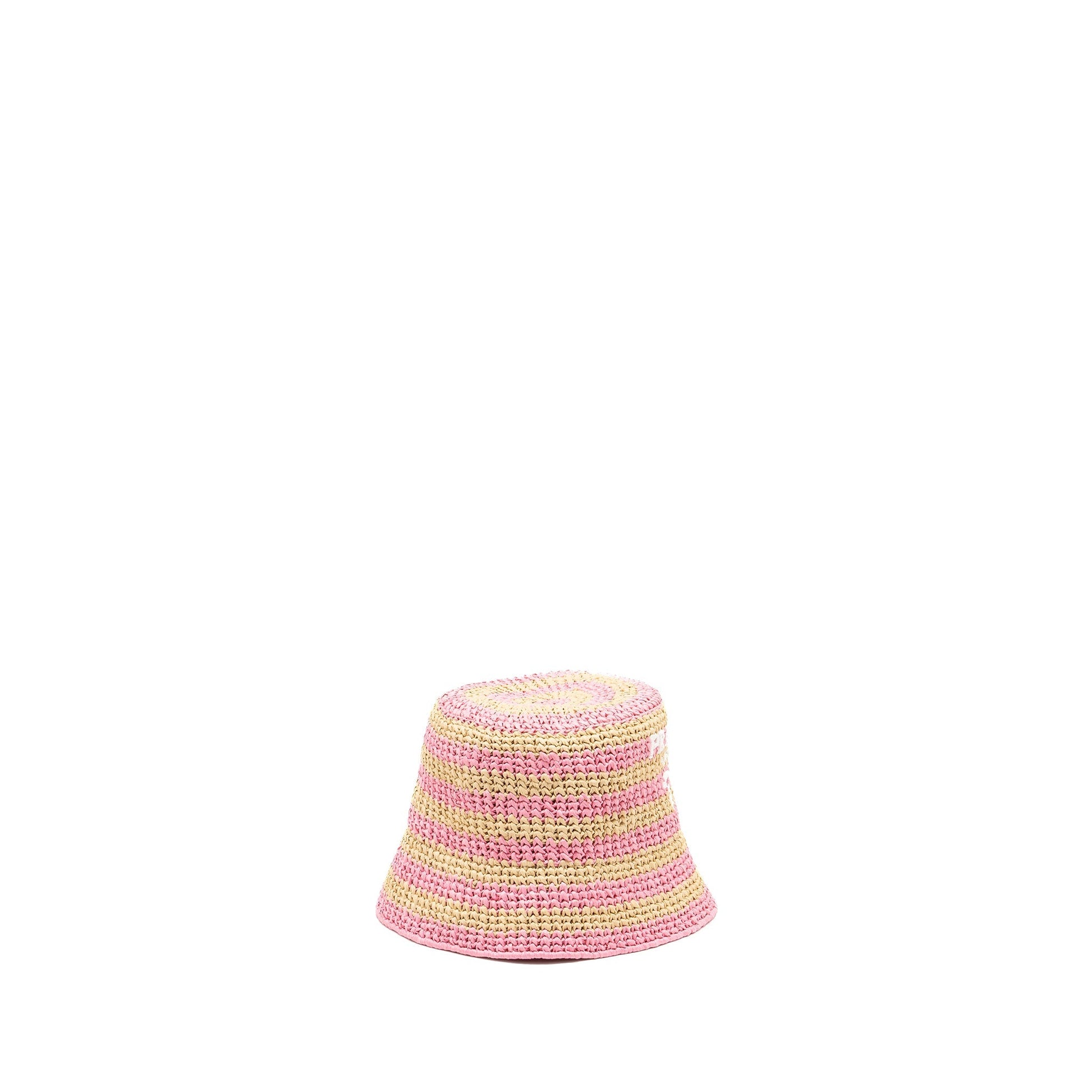 Prada Size M Bucket Hat Raffia Pink/Tan
