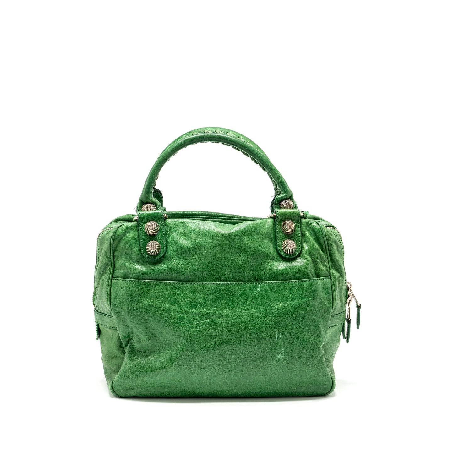 Balenciaga zip handle Purse green leather