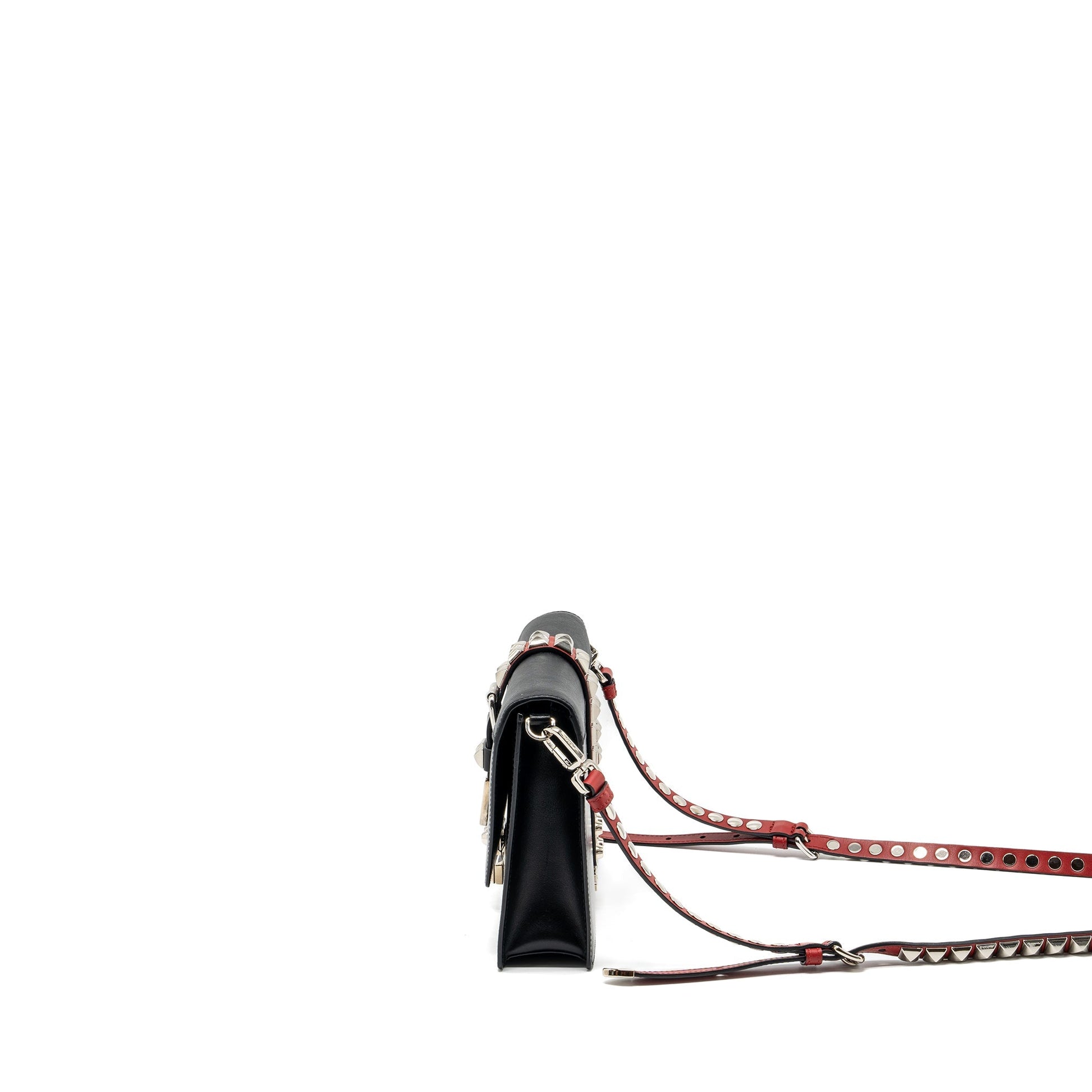 Prada Electra city flap bag calfskin black / red SHW