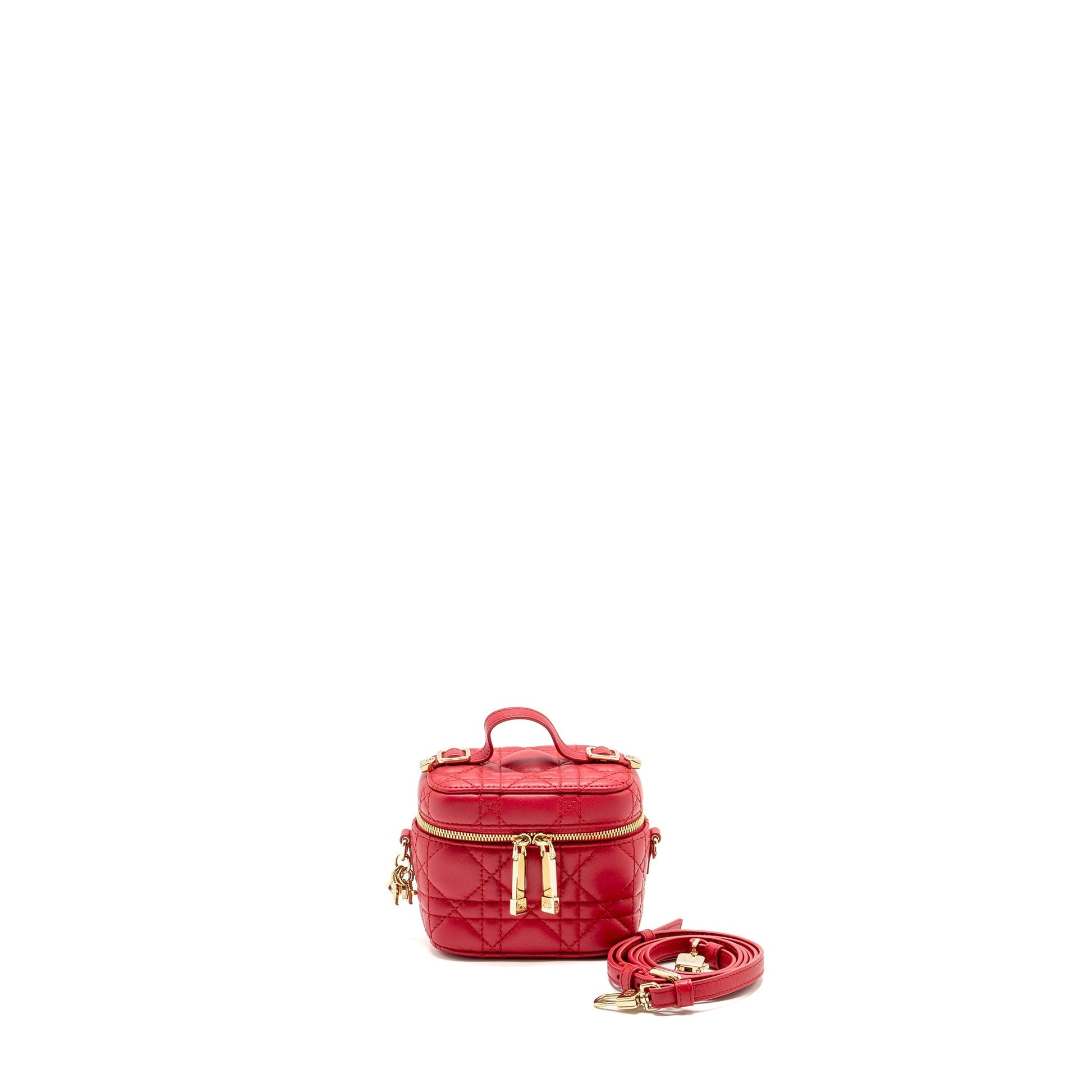 Dior Micro Lady Dior Vanity Case Lambskin Red