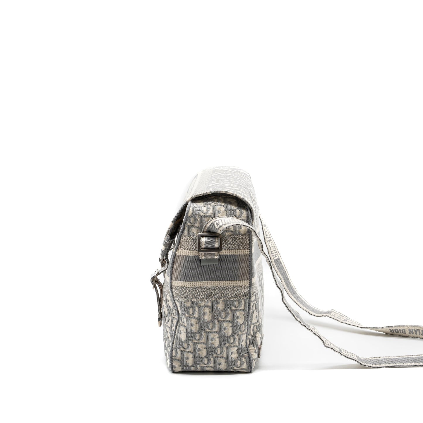 Dior Diorcamp Messenger Purse Oblique Embroidery Light Grey
