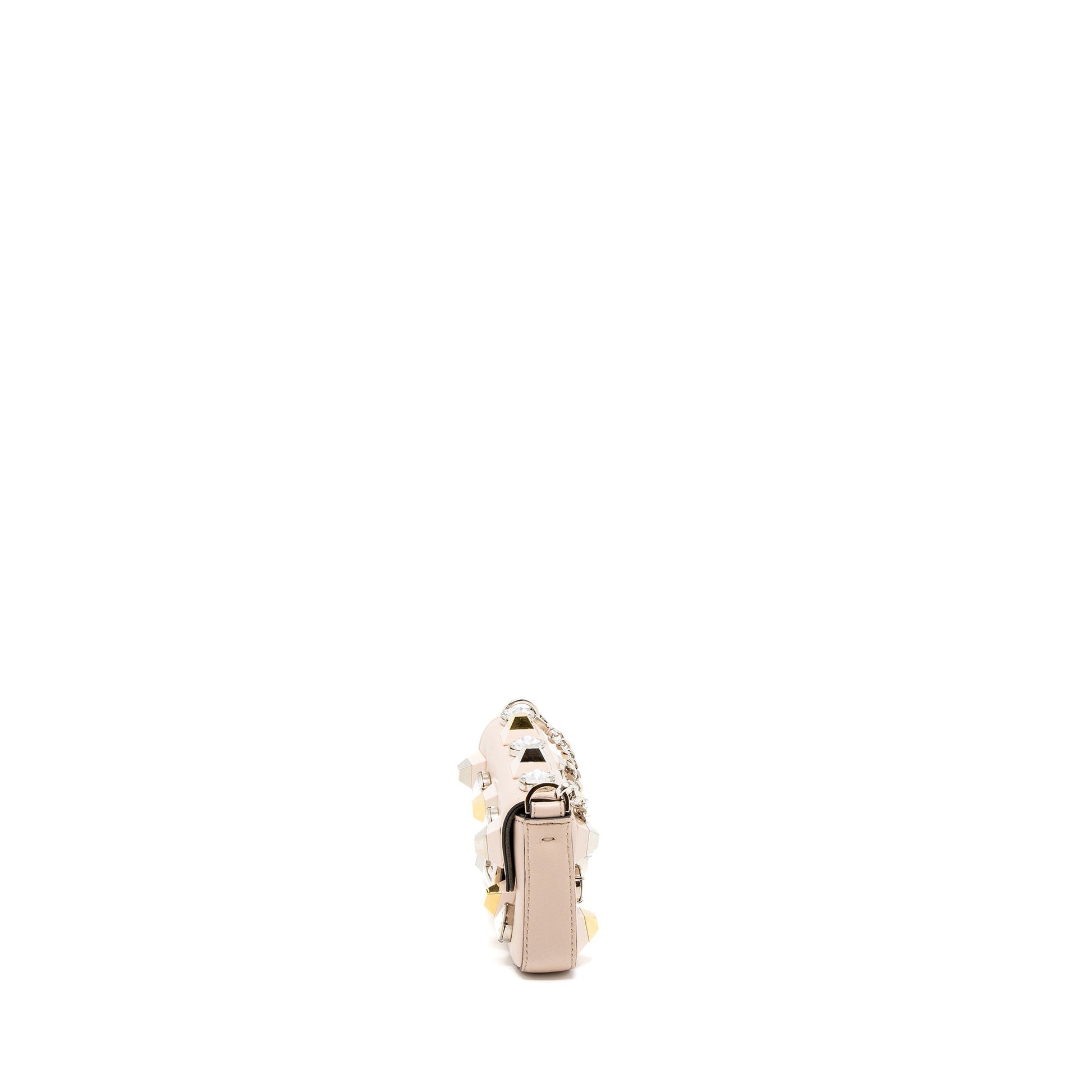 Fendi Mini Flap Clutch with Chain Lambskin Light Pink