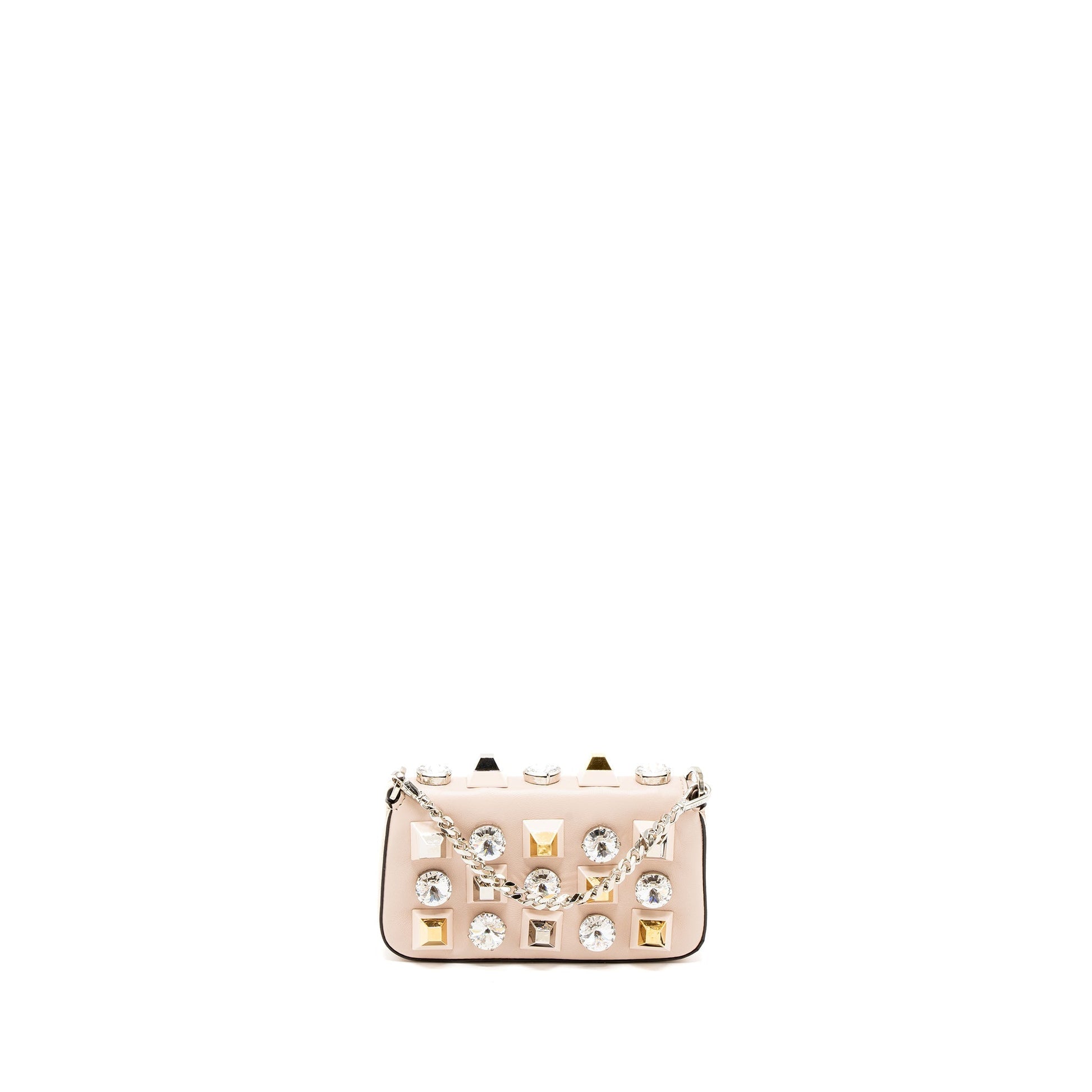 Fendi Mini Flap Clutch with Chain Lambskin Light Pink