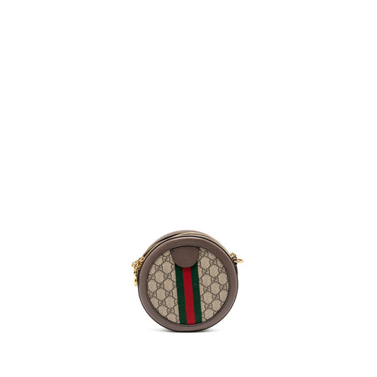 Gucci Ophidia GG mini round Shoulder bag GG supreme canvas / brown